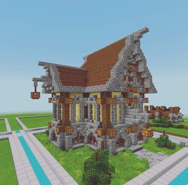 Hình ảnh nhà trung cổ Minecraft chất nhất