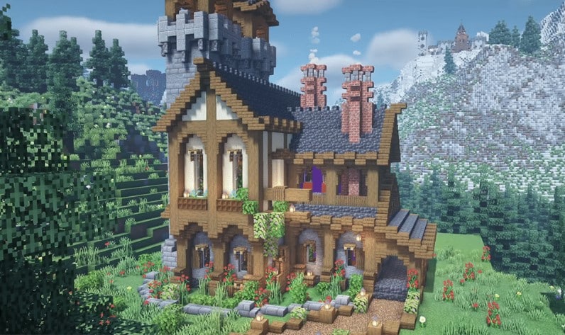 Hình ảnh nhà trung cổ Minecraft cực đẹp