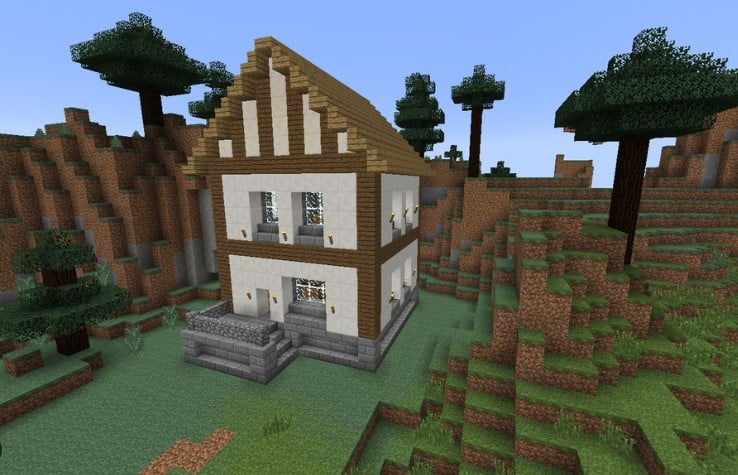 Hình ảnh nhà trung cổ Minecraft dễ làm