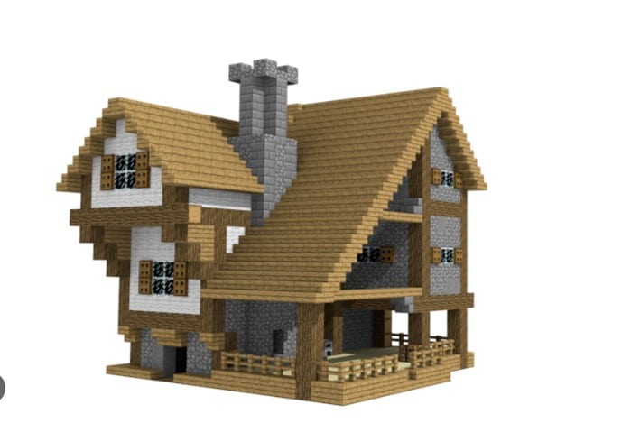 Hình ảnh nhà trung cổ Minecraft rất đơn giản
