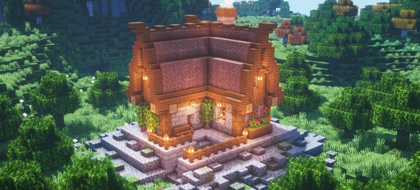 Hình ảnh nhà trung cổ Minecraft rất thú vị