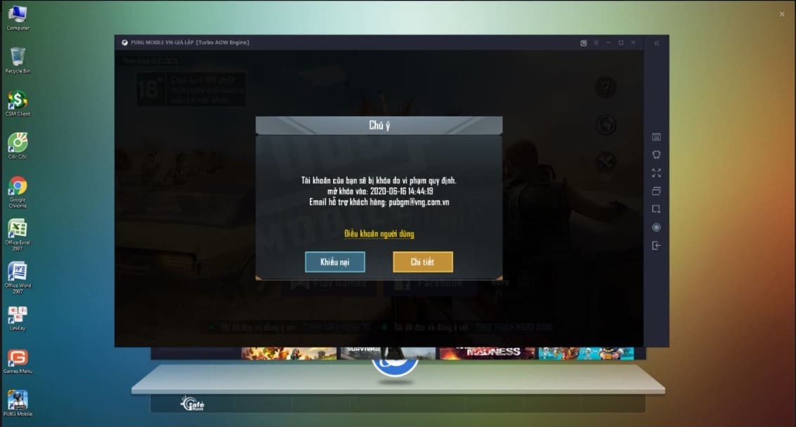 Hình band acc Pubg do vi phạm quy định