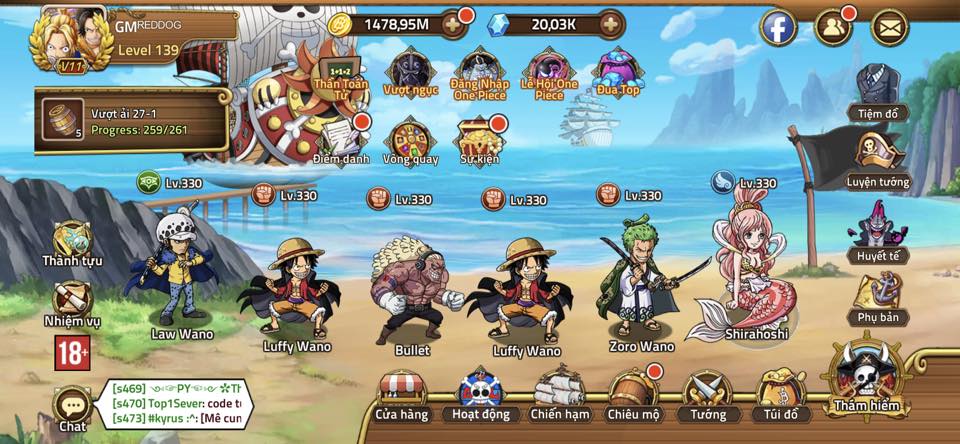 Hình game Huyền Thoại Hải Tặc vip xịn sò