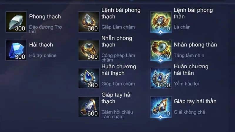 Lên đồ đối với tướng trợ thủ
