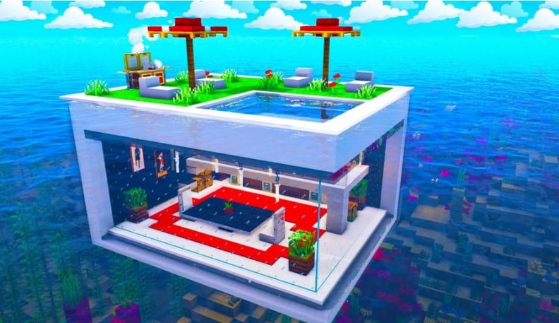 Mẫu nhà dưới nước trong Minecraft cực đặc sắc