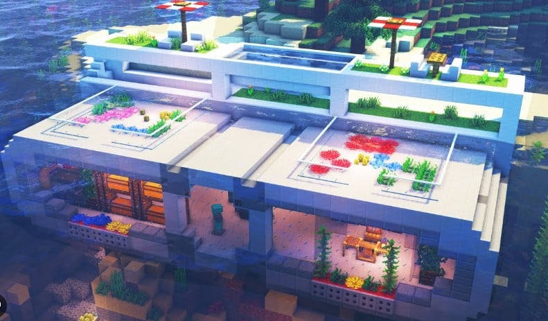 Mẫu nhà dưới nước trong Minecraft cực sáng tạo