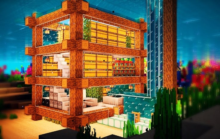 Mẫu nhà dưới nước trong Minecraft đẹp ấn tượng