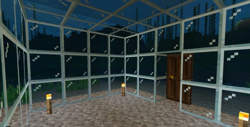 Mẫu nhà dưới nước trong Minecraft trong suốt