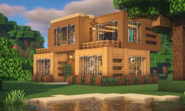 Mẫu nhà gỗ trong Minecraft hiện đại cực đẹp