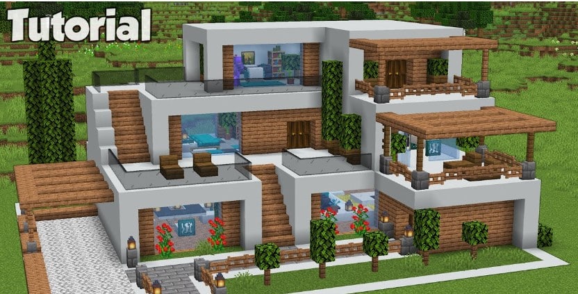 Mẫu nhà hiện đại trong Minecraft ấn tượng