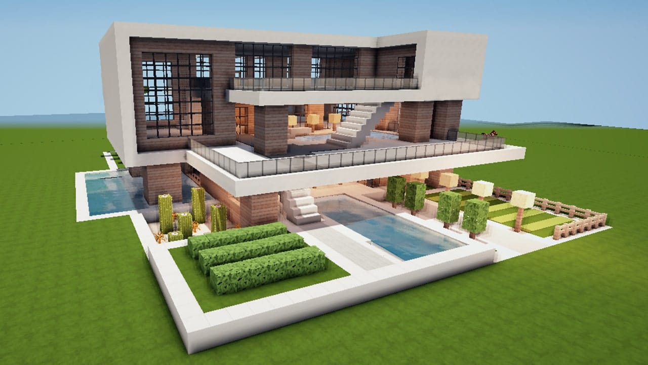 Mẫu nhà hiện đại trong Minecraft có thiết kế đẹp