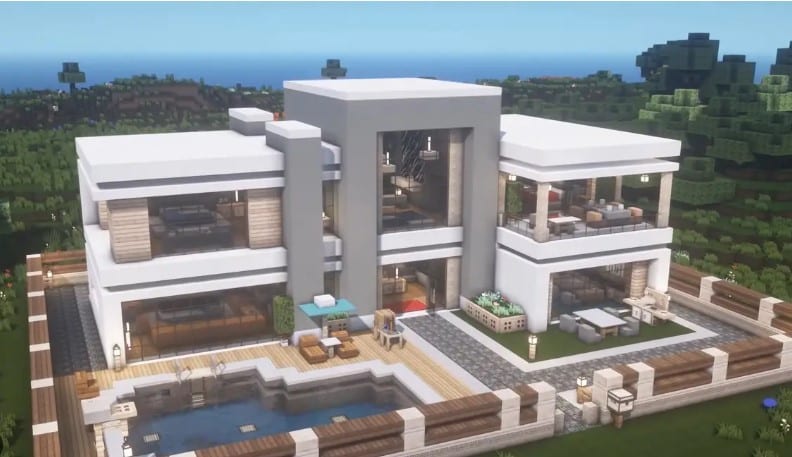 Mẫu nhà hiện đại trong Minecraft đầy đủ tiện nghi