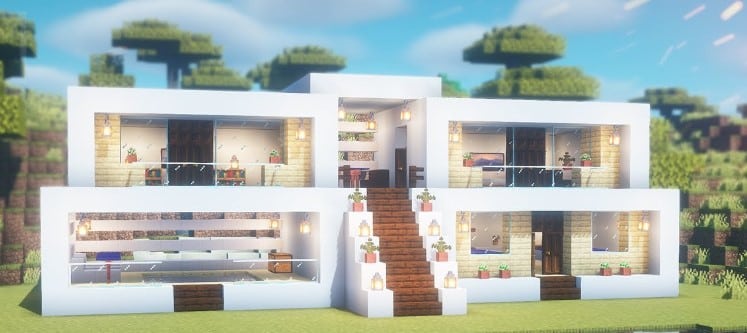 Mẫu nhà hiện đại trong Minecraft dễ xây