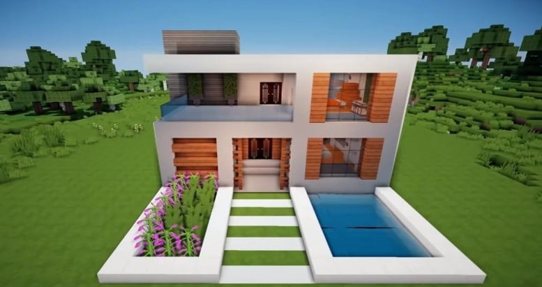 Mẫu nhà hiện đại trong Minecraft đơn giản