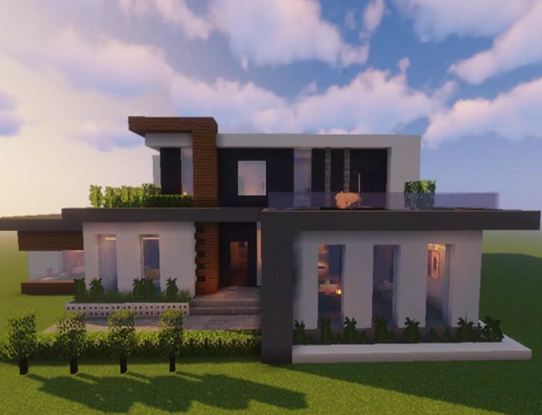 Mẫu nhà hiện đại trong Minecraft rất ấn tượng