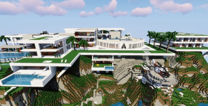 Mẫu nhà hiện đại trong Minecraft sáng tạo