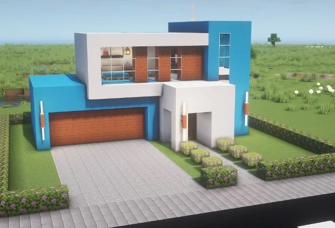 Mẫu nhà hiện đại trong Minecraft tối giản