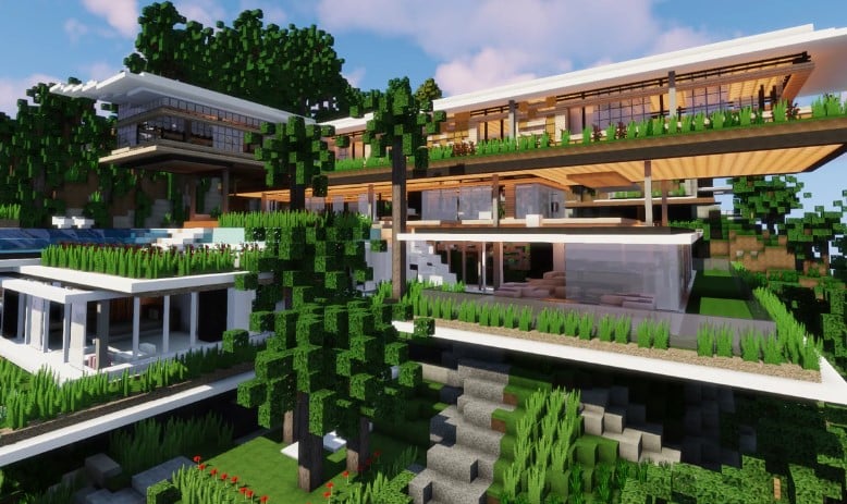 Mẫu nhà hiện đại trong Minecraft vô cùng ấn rượng