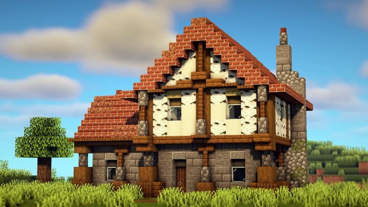 Mẫu nhà trung cổ Minecraft vô cùng ấn tượng