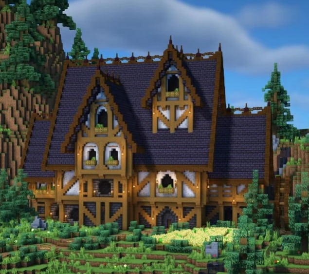 Mẫu nhà trung cổ trong Minecraft ấn tượng