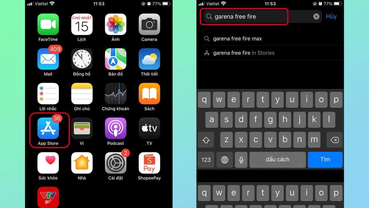 Mở ứng dụng App Store và tìm tên game