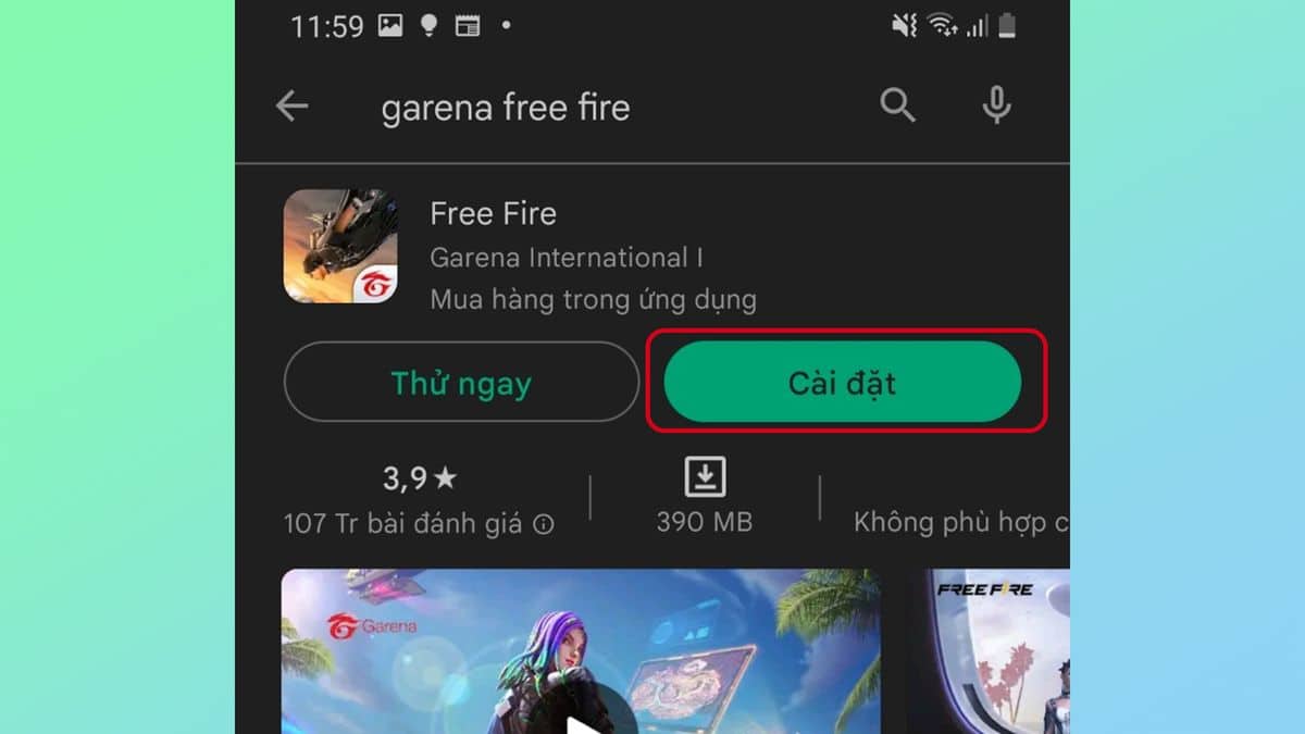 Nhấn nút cài đặt để bắt đầu tải game