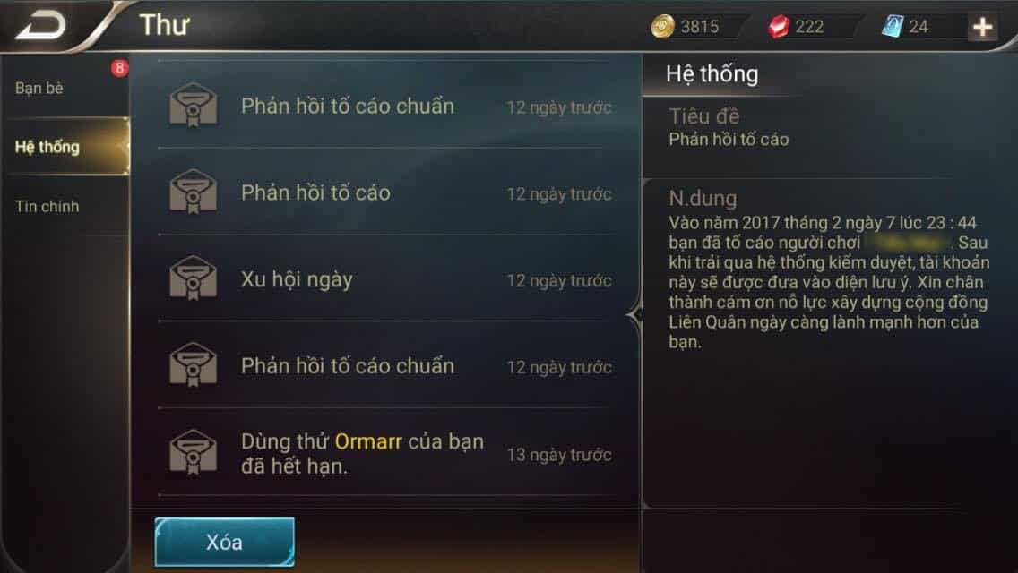 Nhận thư phản hồi