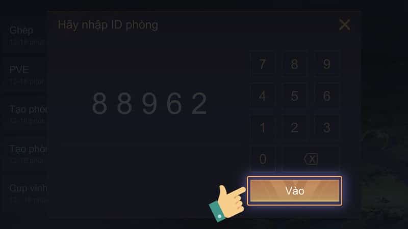 Nhấn vào mục Vào
