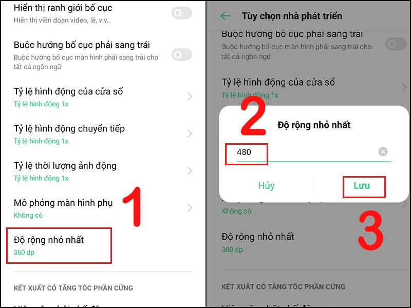 Nhập độ rộng tùy chỉnh