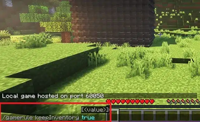 Nhập lệnh chết không mất đồ trong Minecraft