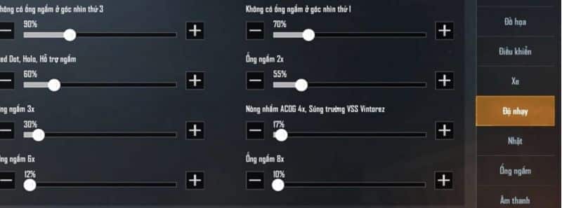 Setting pubg mobile 3 ngón cho phần độ nhạy camera