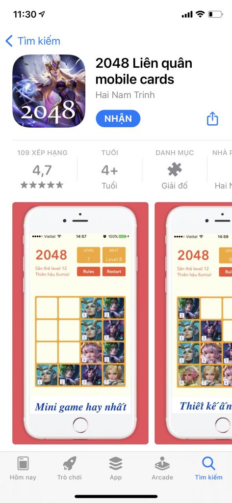 Tải 2048 Liên Quân Mobile cards