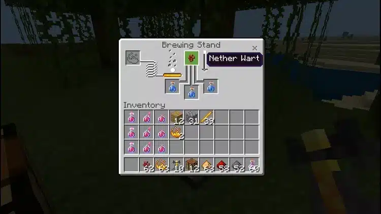 Thêm Nether Wart vào hộp trên cùng của menu pha chế