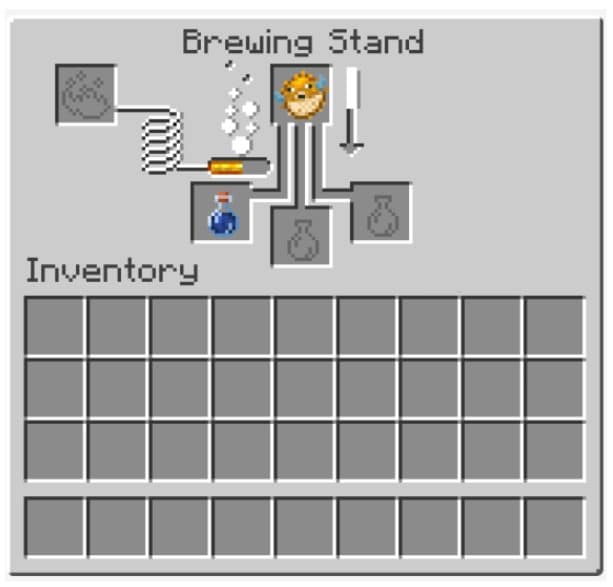 Thêm cá nóc vào hộp trên cùng trong menu Brewing Stand