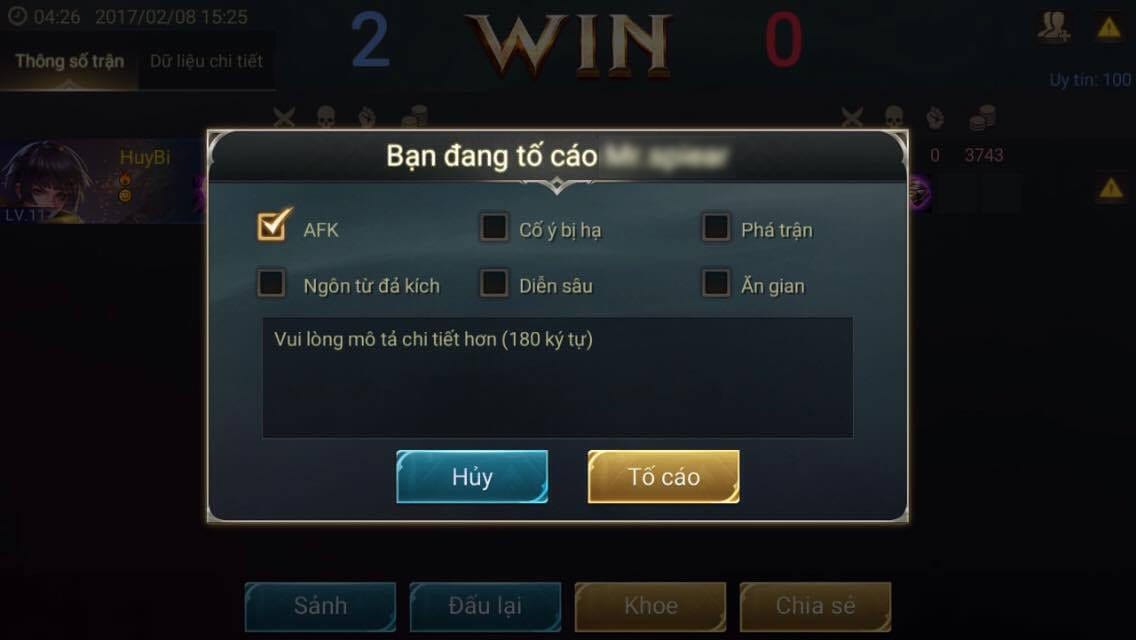 Tích chọn hành vi tố cáo