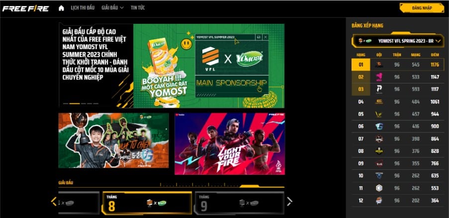 Trang web chính thức của giải đấu Free Fire VFL
