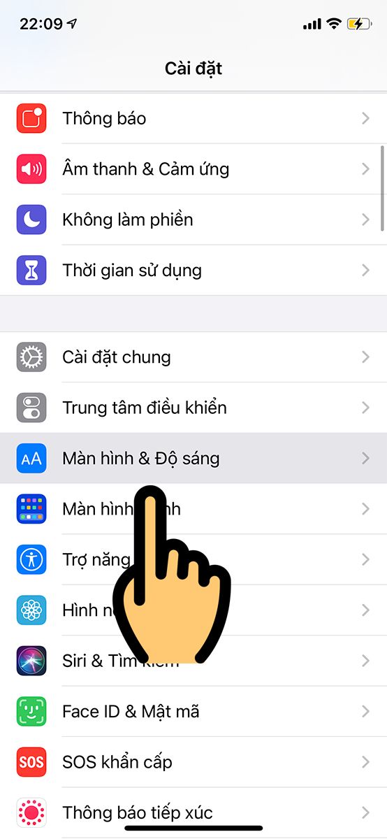Vào Màn hình & Độ sáng