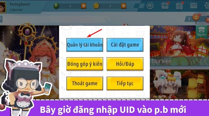 hãy nhấn vào Quản lý tài khoản