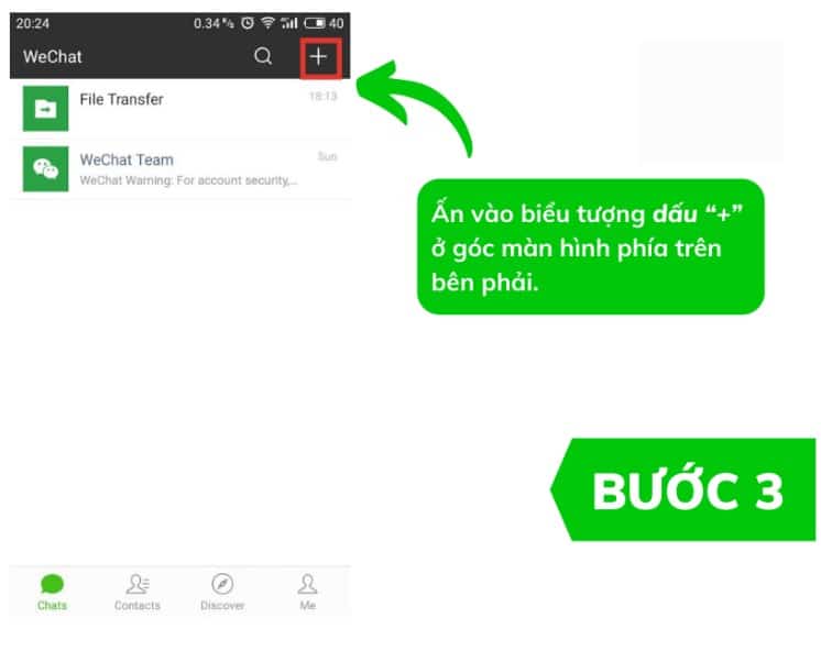 Ấn vào biểu tượng dấu cộng