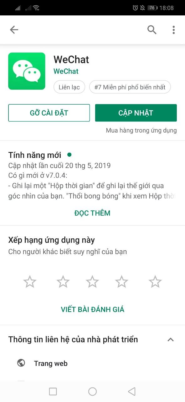 Cập nhật ứng dụng Wechat