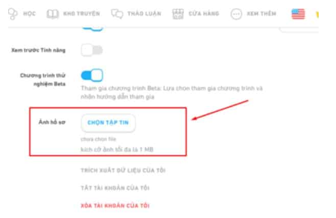 Chọn Tệp tin để tải ảnh lên