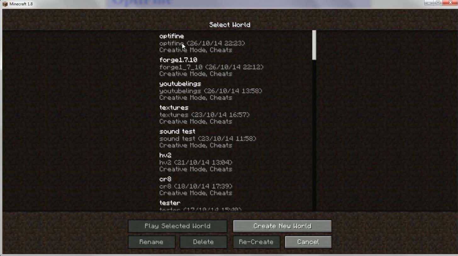 Chọn cấu hình Optifine