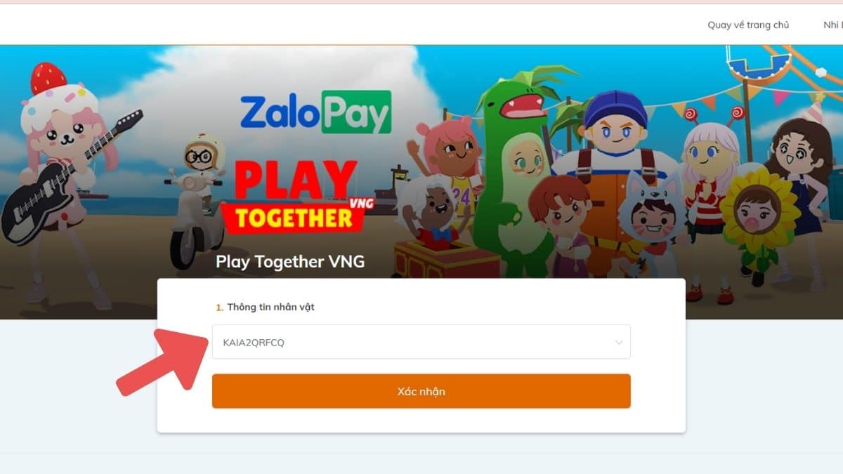 Chọn nhân vật game mà bạn muốn nạp