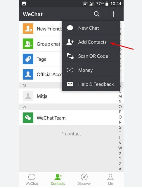 Chọn vào Add Contacts