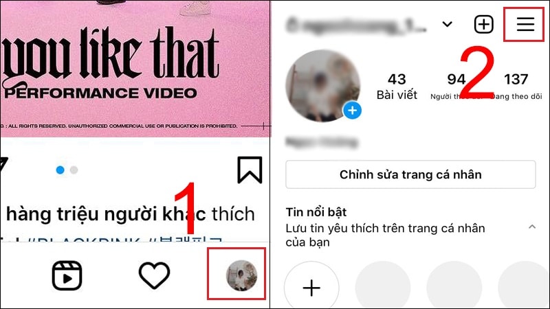 Click vào dấu ba gạch ngang