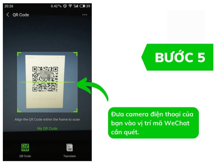 Đưa camera vào vị trí cần quét