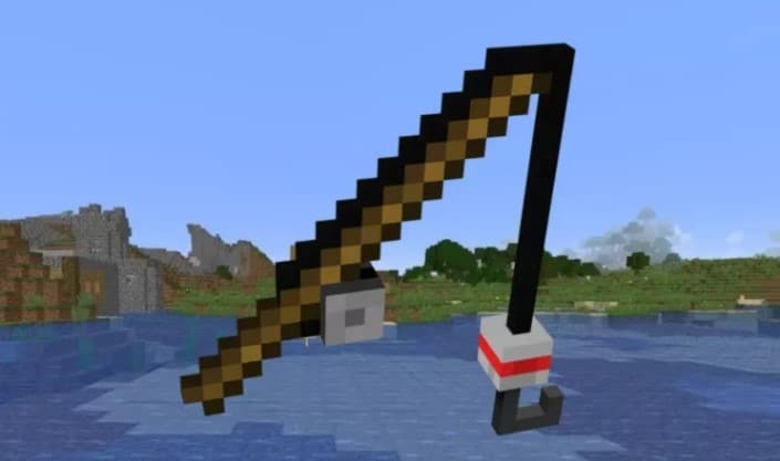 Hình ảnh chiếc cần câu trong Minecraft độc đáo