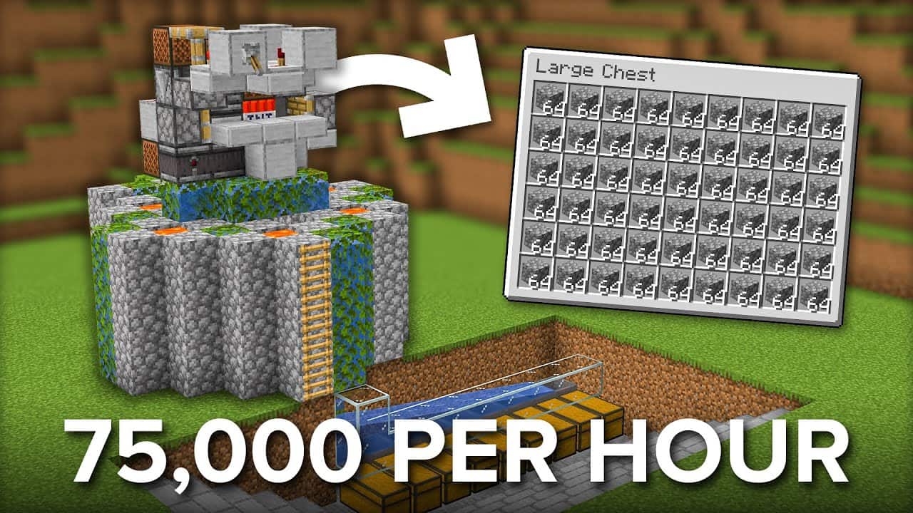 Hình ảnh máy farm đá Minecraft tự động