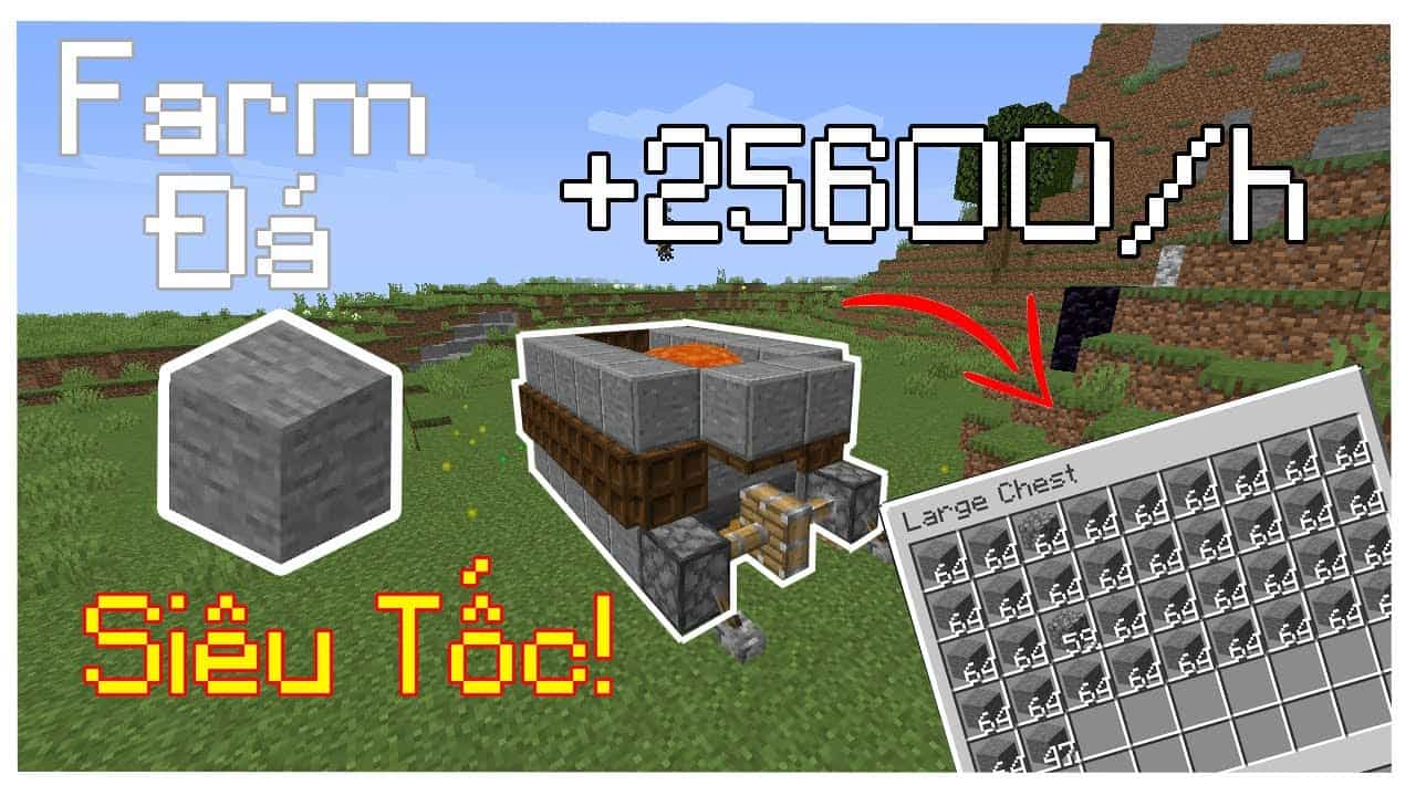 Hình ảnh máy farm đá Minecraft