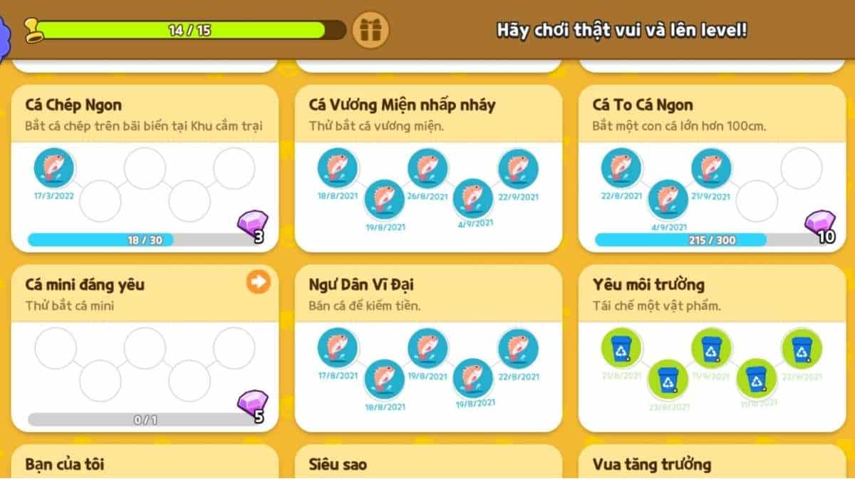 Hoàn Thành Các Thành Tích